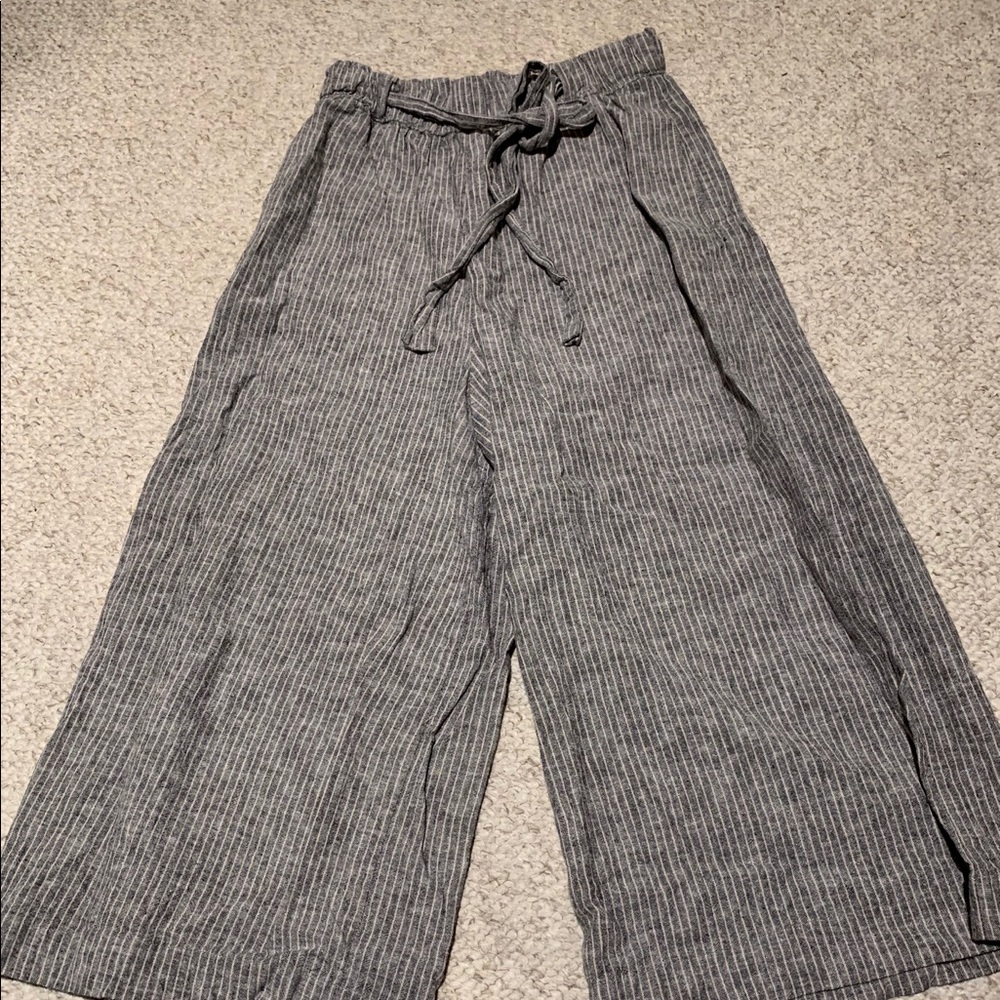 Pull&Bear Paper bag Linen Wide Leg Pants